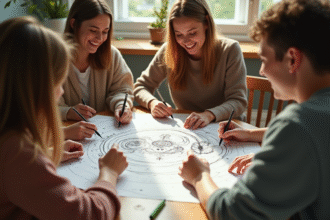 Groupe d'amis jouant à un jeu de société convivial