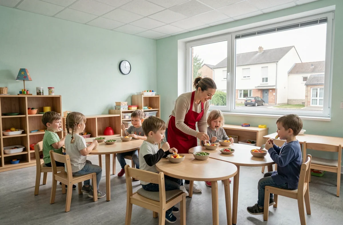 Moment du goûter dans une crèche collective de Cesson près de Savigny-le-Temple