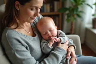 Femme tenant un bébé reborne en silicone dans ses bras lors d'une séance de thérapie émotionnelle
