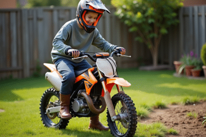 Garçon de 14 ans nettoyant son motocross en extérieur