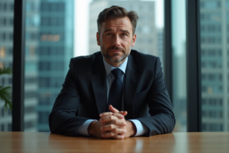 Homme d'affaires en costume dans un bureau moderne