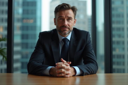 Homme d'affaires en costume dans un bureau moderne