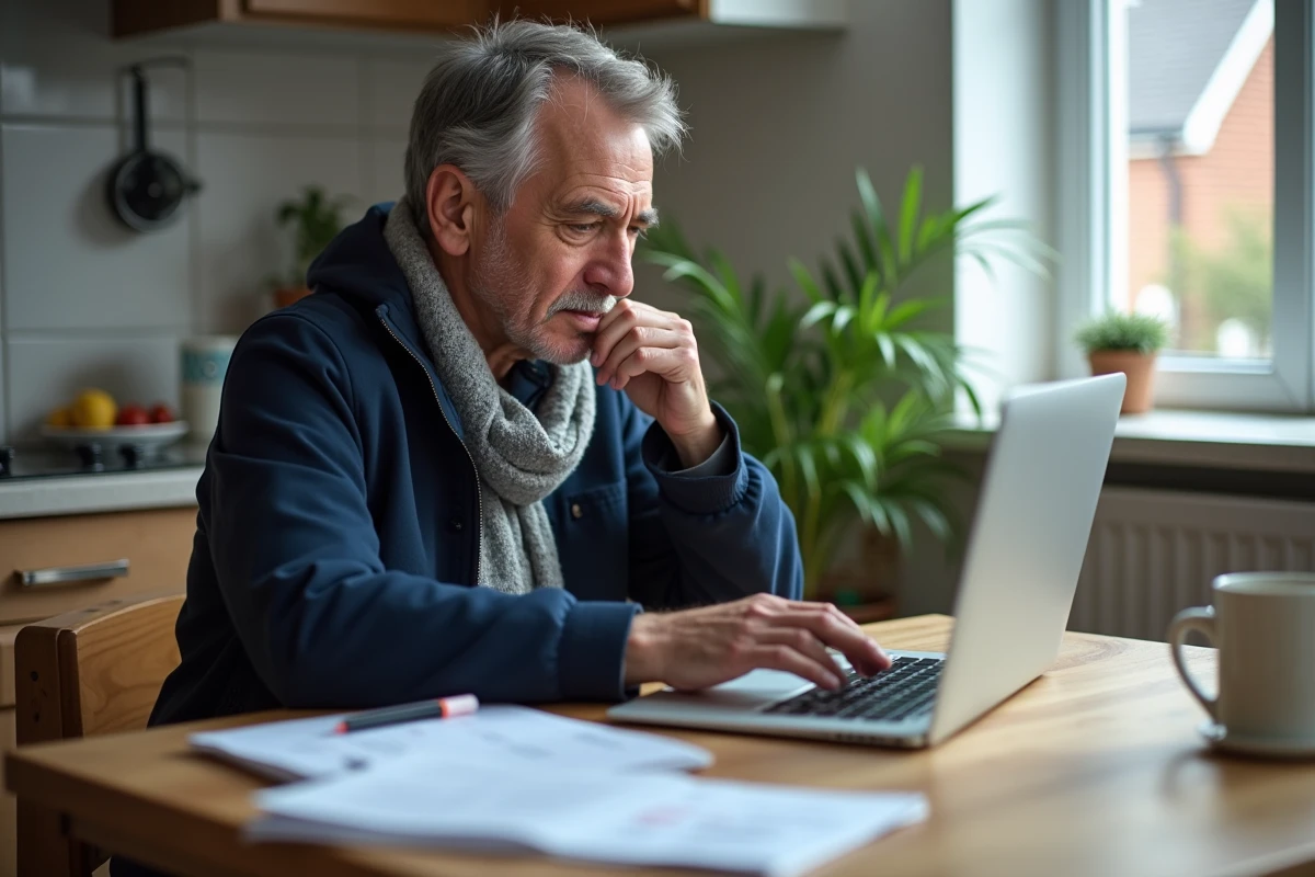 Homme utilisant un ordinateur pour accéder aux services municipaux à domicile