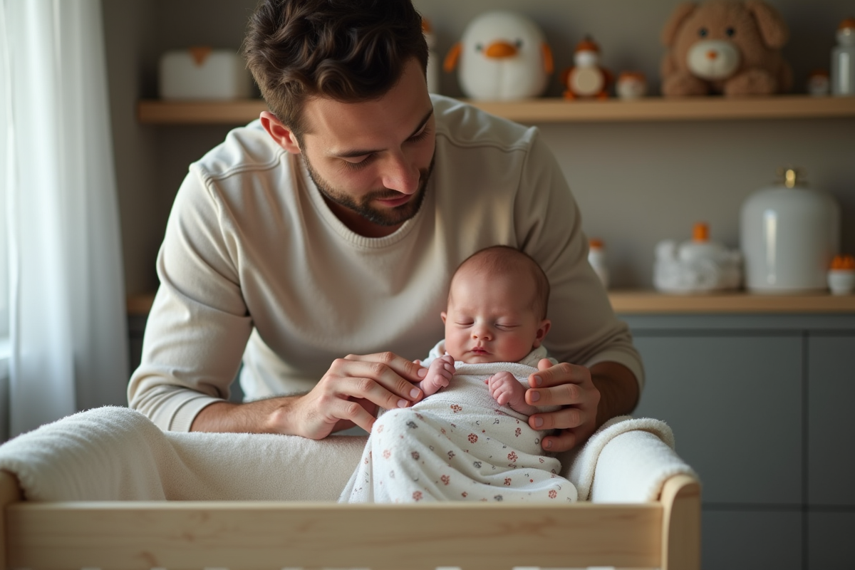 Papa lavant doucement les mains de sa fille bébé